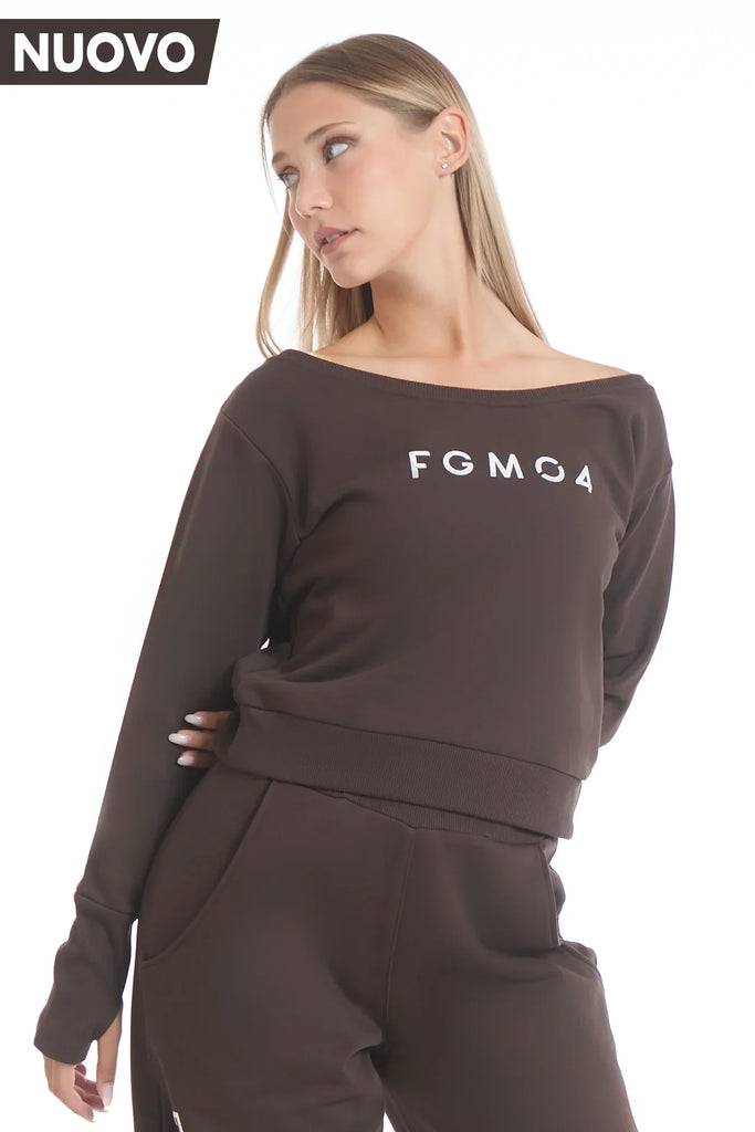 Džemperis sportui moterims šokolado spalvos