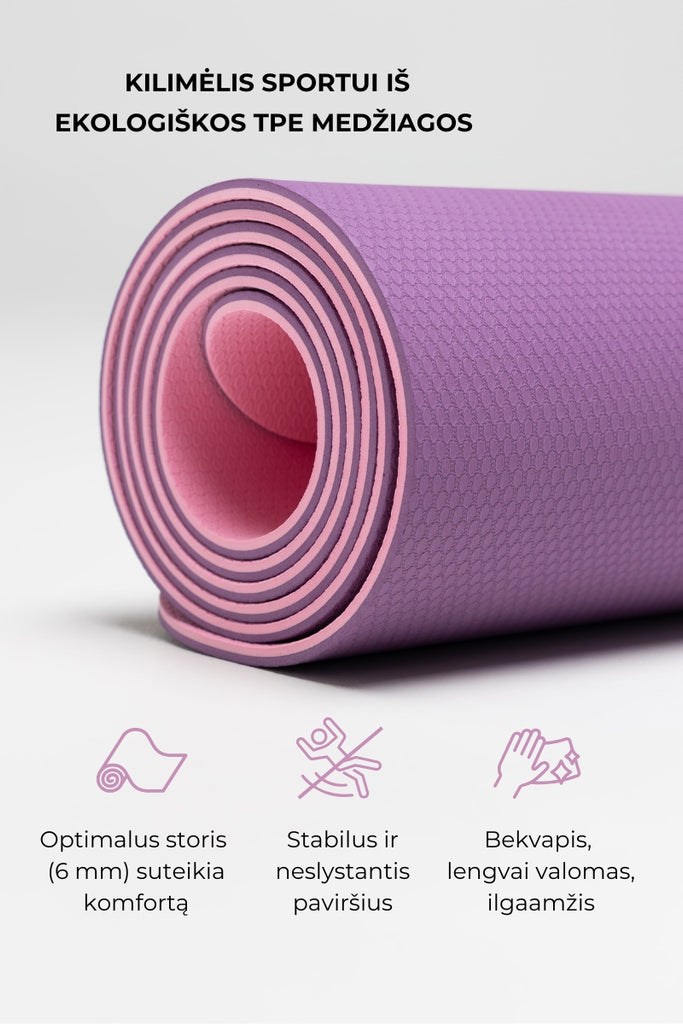 Kilimėlis sportui purpurinis