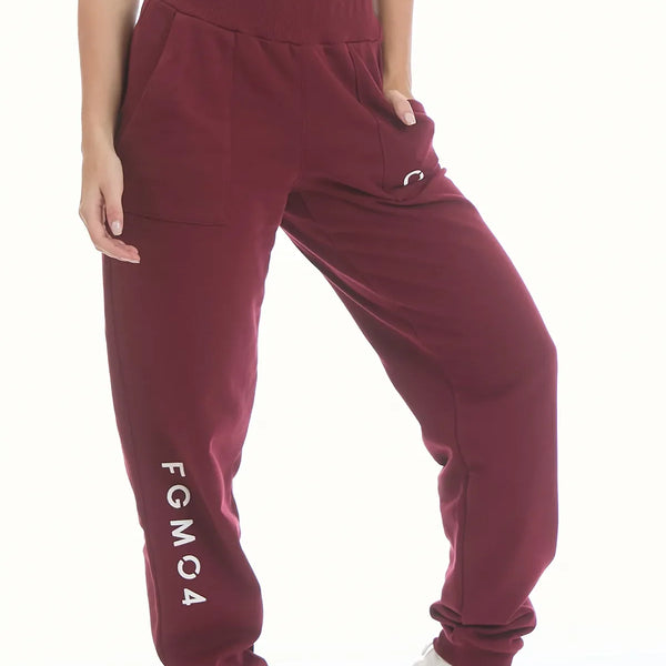 Moteriškos laisvalaikio kelnės FGM04 „Ikonic Slim Prugna” - bordo