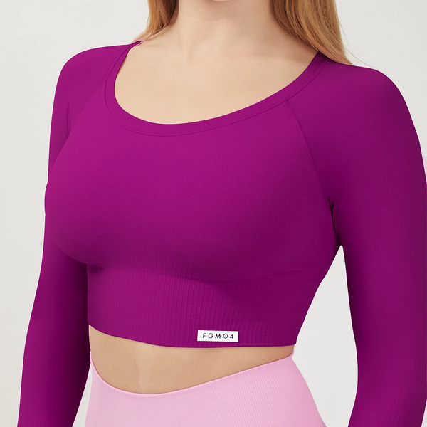 Palaidinė ilgomis rankovėmis FGM04 „Gym Fashion” - ryškiai purpurinė