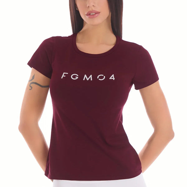 Moteriški marškinėliai FGM04 „Essential Prugna” - bordo spalvos