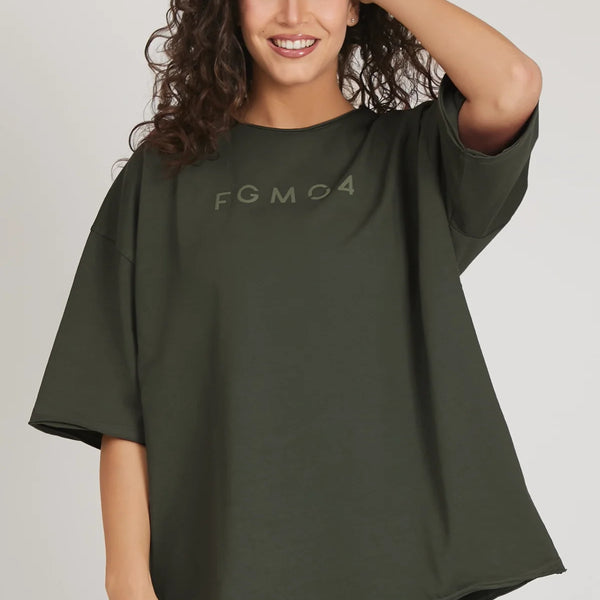 Women's T-shirt FGM04 "Workout" - moss colour