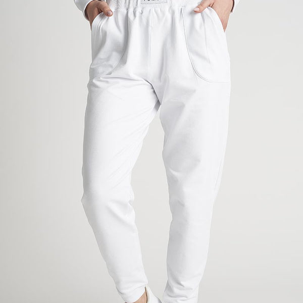 Laisvalaikio kelnės FGM04 „Ikonic Jogger” - baltos